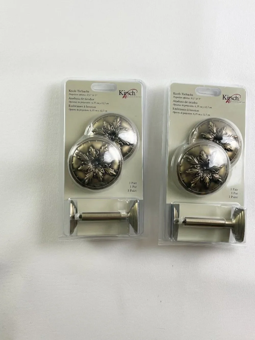 Kirsch Knob Tiebacks Antique Brass 2 Pairs K37
